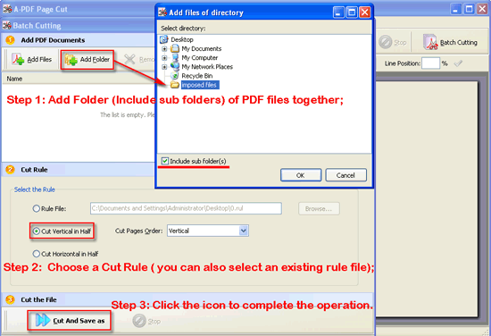 a-pdf page cut batch mode steps